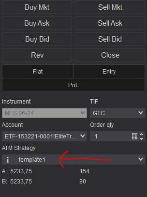 ATM Strategy selection in NinjaTrader