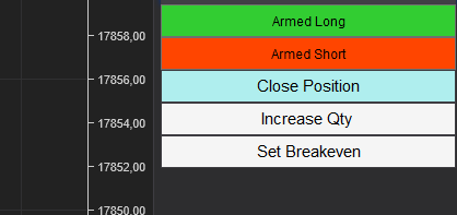 Strategy command buttons on the Chart Trader panel