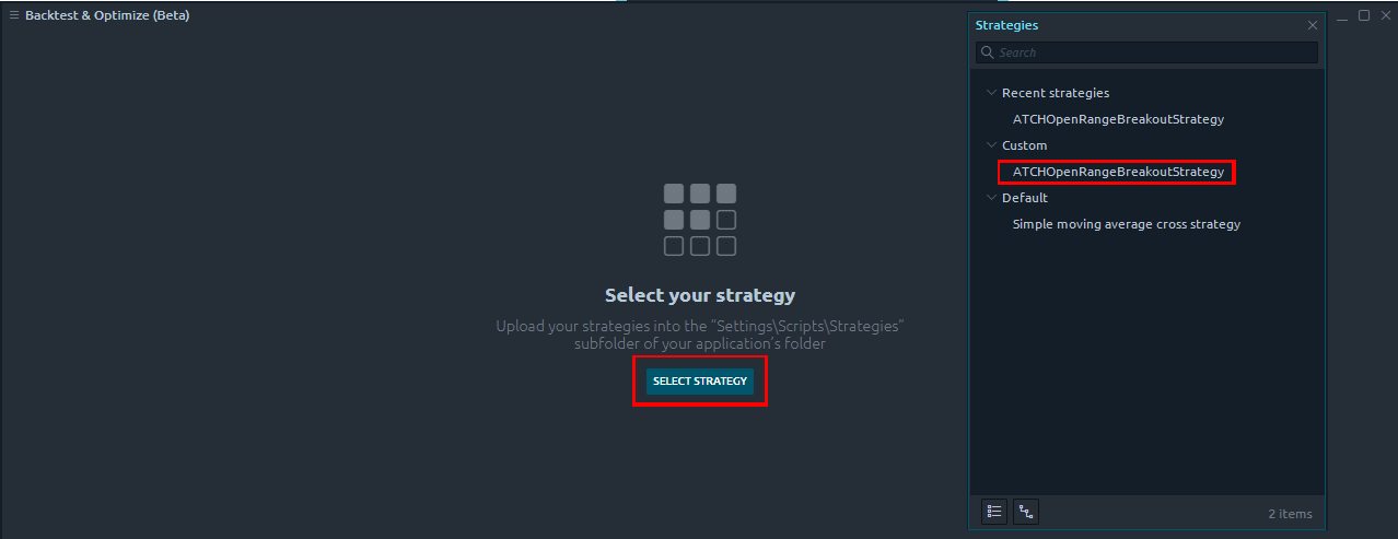 how to seelct backtest strategy